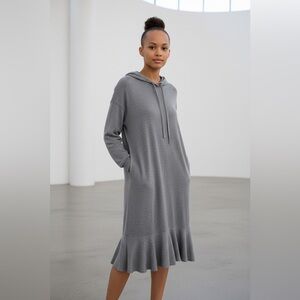 Gray Midi Hoodie Dress